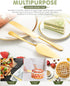 2-Piece Premium Cake Cutting Set, Exquisite Knife and Server with Serrated Design for Pastry and Desserts (Gold)