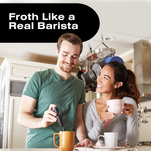 Bean Envy Milk Frother Handheld for Coffee, Electric Mini Drink Mixer & Coffee Foamer Wand with Stand (Light Blue)