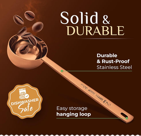 Orblue Premium Coffee Scoop Set - Stainless Steel Measuring Tablespoon - 1 Tbsp (15ml) & 2 Tbsp (30ml) - Pack of 2 -