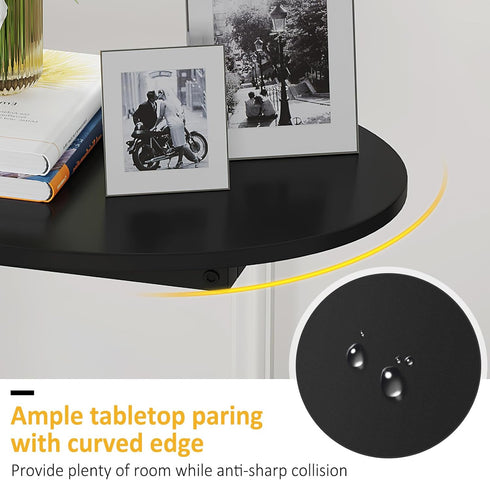 Hosfais Small Side Table End Table, C-Shaped Wood Coffee Table TV Tray for Eating Couch Tables for Small Space, Living