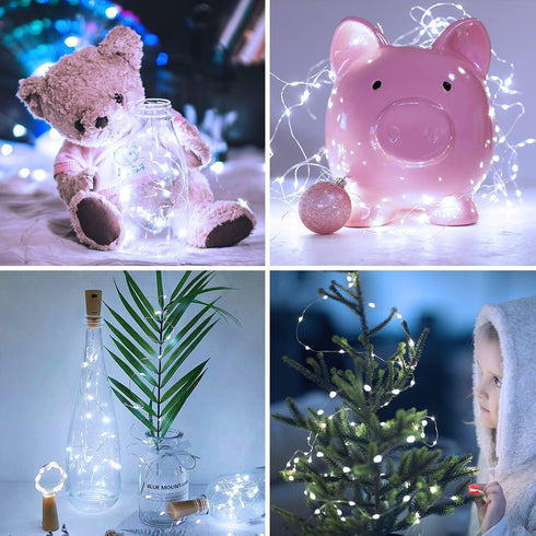 JMEXSUSS 2 Pack White Fairy Lights, 200 LED Battery Operated Twinkle Lights with Remote, 66ft Indoor Outdoor Decor
