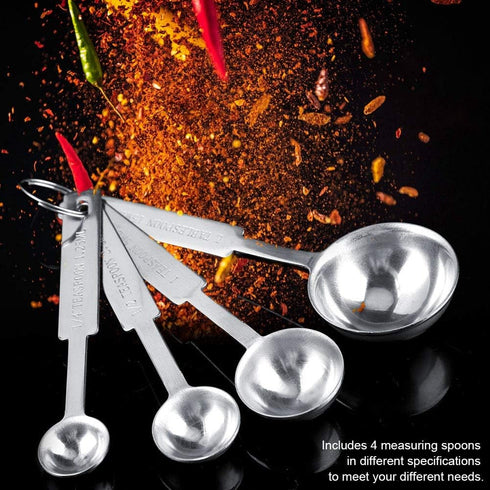 Stainless Steel Measuring Spoons Set of 4, Includes 1/10 tsp, 1/2 tsp, 1 tsp, 1 tbsp for Dry and Liquid
