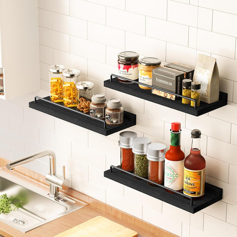 Set 3) RYOFOBETTO Floating Shelves for Wall Decor Bathroom Shelves Over Toilet, Farmhouse Wall Shelves for Living Room