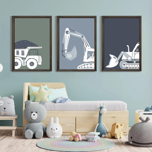 Youillne Bulldozer 12x16x3 Inch Construction Truck Wall Art Decor Toddler Boys Room Canvas Wall Art Tractor Vehicle