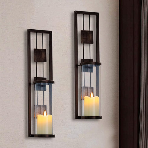 Set of 2 Wall Sconce Candle Holder Metal Wall Decorations for Living Room, Bathroom, Dining Room