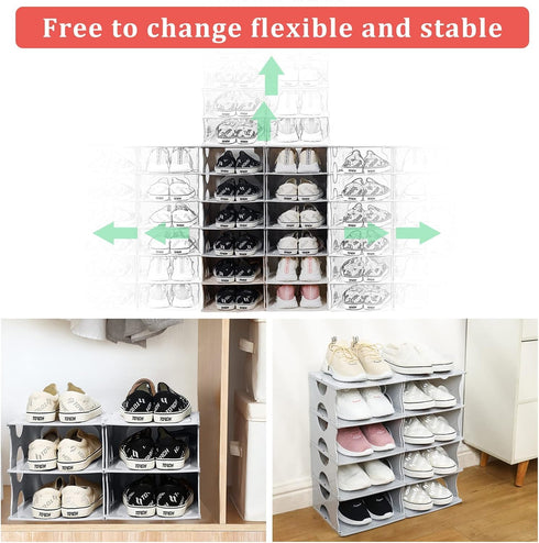 6-Tier Shoe Rack, Stackable Storage Organizer for Bedroom Entry, Adjustable Rack, Shoe Slots Shelf, Easy Tower Rack
