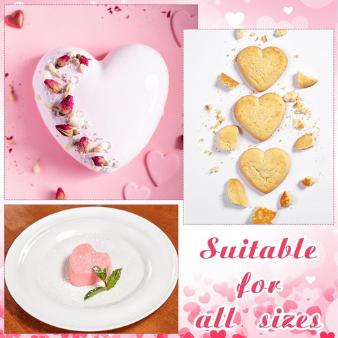 Heart Shaped Cake Pans, 3 Pcs Silicone Molds, Non-Stick Heart Baking Pans for Valentine's Day Desserts