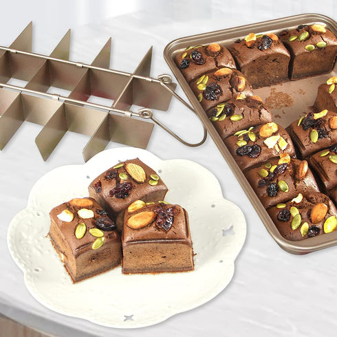 Non Stick Brownie Baking Pan with Dividers, 18 Pre-slice Carbon Steel Rectangle Baking Pan Set for Oven Baking