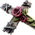 Polly House 10" Rose with Wood Look Resin CROSS Wall Decoration, Great for Gifts