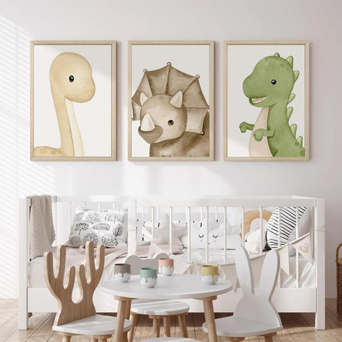Tanmart 12x16 Inch Set 3 Dinosaur Wall Art Kids Boys Room Canvas Wall Decor Dino Nursery Wall Art Pictures Baby