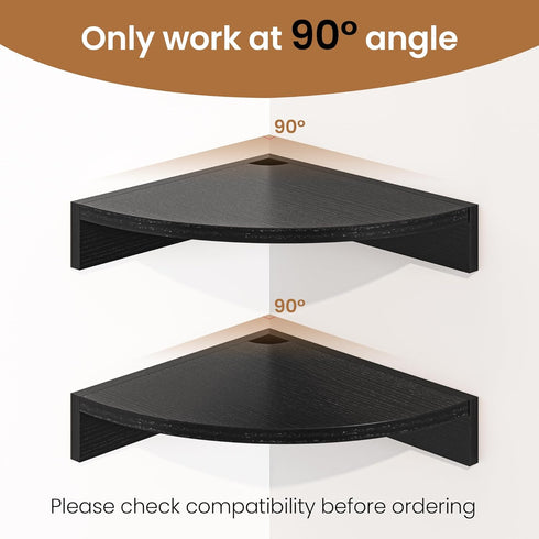 3 Pack) Fun Memories Corner Shelf Wall Mount, Wood Floating Corner Shelves, Corner Wall Shelf for Bedroom, Bathroom