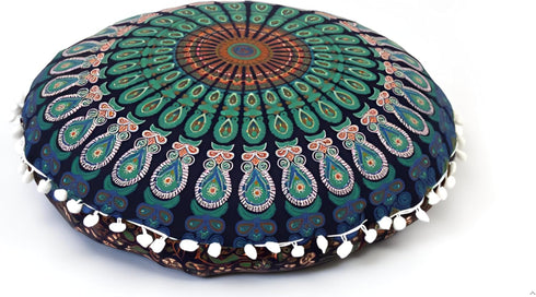 CRAFT KALA 22 Inch Meditation Floor Pillows Cover Round Pillow Seating Hippie