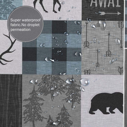 Rustic Shower Curtain Lodge Bear Moose Deer Quick Dry Bath Curtain, Machine Washable Bathroom Accessories (72x72 Inch)