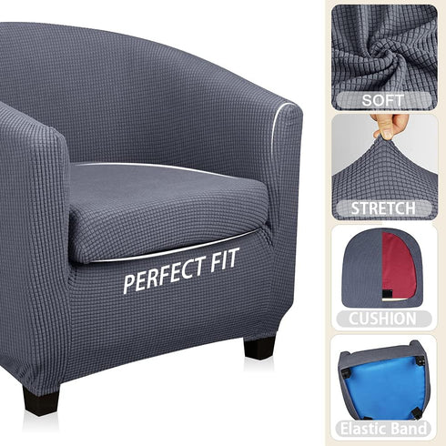 Lellen Club Chair Slipcover with Seat Cushion Cover Round Tub Accent Armchair Cover Reusable Sofa Stretch Covers