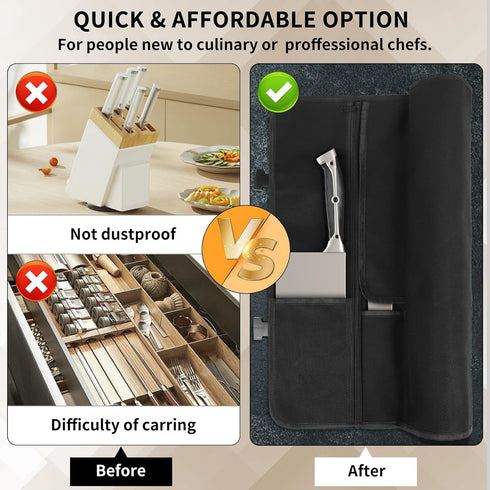 Upgraded Waterproof Chef Knife Roll Bag, Portable Waxed Canvas Case Holds Up to 18'', 11 Slots for Knives & Tools