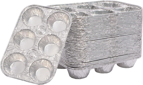 Muffin Pan, 6-Cup Aluminum Pans, Favorite Size for Baking Cupcakes - Standard Size (6-cup-20Pack)