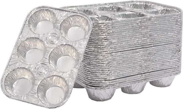 Muffin Pan, 6-Cup Aluminum Pans, Favorite Size for Baking Cupcakes - Standard Size (6-cup-20Pack)