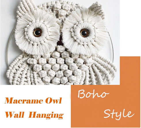 Achart Owl Macrame Wall Hanging-Hand Woven Boho Tapestry-Macrame Wall Decor -Owl Decor for Bedroom, Living Room