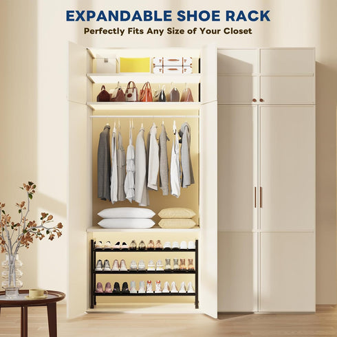 19- 43 3 3 Closet, Mavivegue Adjustable Shoe Rack, Adjustable Length, Tier Expandable Shoe Rack for Entryway, Shoe