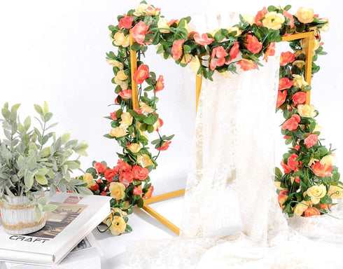 Miracliy 9Pcs 74FT Flower Garland, Artificial Rose Arch Vines for Wedding, Garden Tea Party Decoration