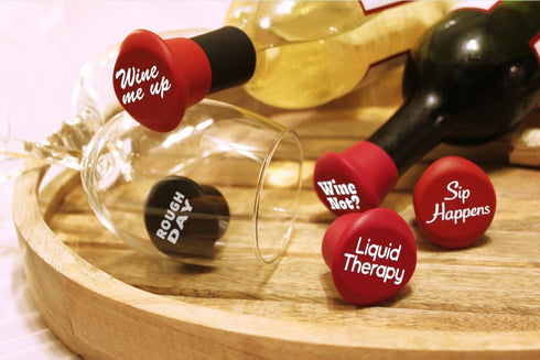 Funny Silicone Wine Stopper Set - Must-Have Wine Accessories, Airtight & Reusable