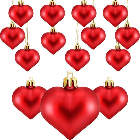 Frienda 24 Pcs Valentine Heart Shaped Ornaments - Christmas Tree Baubles Hanging Decoration for Valentine Wedding