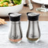 Set Counter (4oz) Stainless Steel Salt and Pepper Shaker with Glass Bottom, Perforated "S" and "P" Caps - Modern