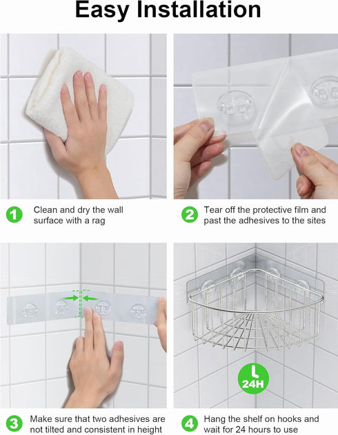 2-Pack SUS304 SMARTAKE Corner Shower Caddy Deep Basket Design, Stainless Steel, Wall Mounted Bathroom Shelf