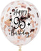 Rose Gold 95th Birthday Confetti Latex Balloons, 12in Decoration for Happy 95 Years Party, 16 Pack