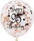 Rose Gold 95th Birthday Confetti Latex Balloons, 12in Decoration for Happy 95 Years Party, 16 Pack
