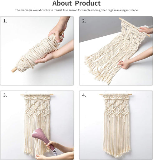 2 28" 13" Mkono Pcs Macrame Woven Wall Hanging Boho Chic Geometric Art Decor - Beautiful Bedroom Nursery Apartment Home