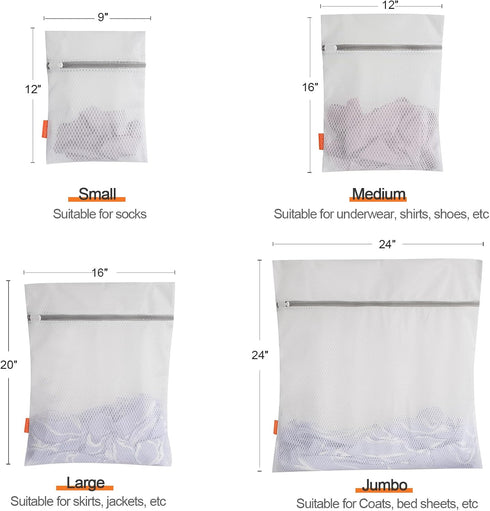 Polecasa Premium Soft 125g Diamond Mesh Laundry Bags with Sturdy Zipper for Delicates – 3 Pack Medium Durable Wash Bags