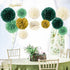 NICROLANDEE 12 PCS Green Wedding Party Decorations, Emerald Green Ivory Tissue Paper Pom Poms for Baby Shower