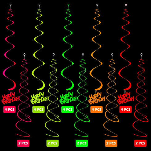 Sumind Neon Party Supplies, Glow in the Dark Balloons and Streamers for Adult Party Decorations