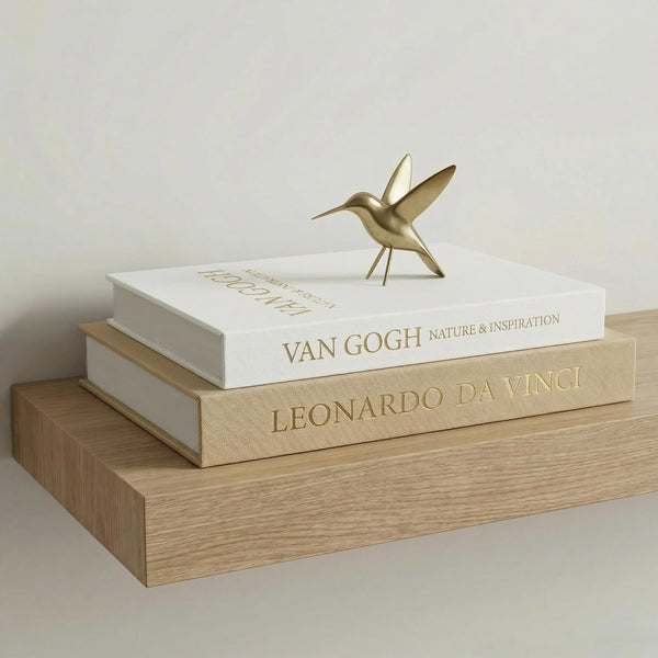Inoostar Aesthetic Decorative Books - Set of 2 Linen Boxes with Gold Lettering,