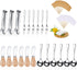 Charcuterie Accessories Cheese Butter Spreader Knives Set, Stainless Steel with Wooden Handles, 21 Pieces