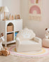 2-in-1 Cozy Kids Couch Fold Out, Soft Teddy Sherpa Toddler Couch with Crown Design, Convertible Kids Sofa to Lounger