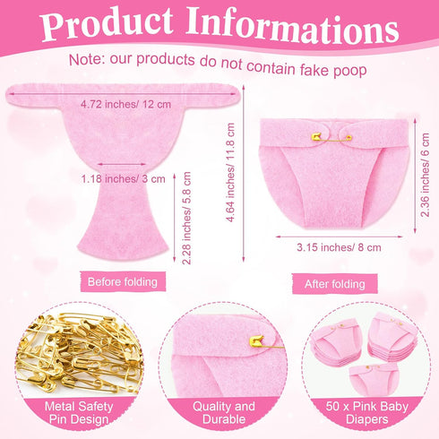 51 50 Roowest Pcs Dirty Diaper Baby Shower Games Funny Wooden Sign with Pcs Mini Diapers Cute Felt for Gender Reveal