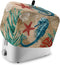Nautical Theme Toaster Dust Cover with Pockets, Blue Seahorse and Seaweed Soft Washable Cover for 4 Slice Toaster