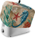 Nautical Theme Toaster Dust Cover with Pockets, Blue Seahorse and Seaweed Soft Washable Cover for 4 Slice Toaster