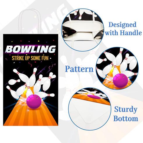 chiazllta 12 Pieces Bowling Party Gift Treat Bag, Bowling Ball Candy Goodie Favor Bags for Birthday Party Supplies