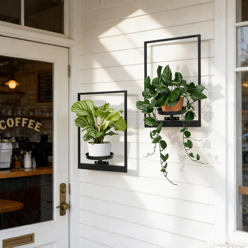Set 2, Wall Plant Holder Floating Shelves for Wall of Wall Planters for Indoor Plants - Premium Metal Hanging Plant