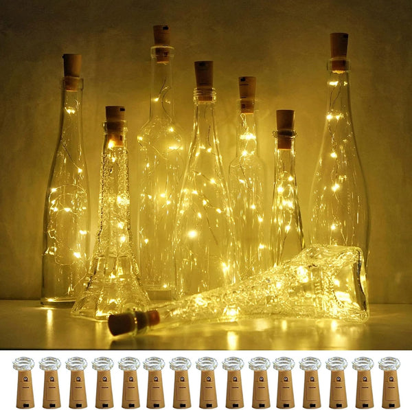 Wine Bottle Lights with Cork, 15 Pack Battery Operated 10 LED Cork