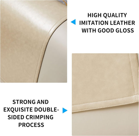 Non-Slip Recliner Headrest Protector Covers, Washable Faux Leather for Recliner Chair, Couch, Sofa, Office Chair (Beige)