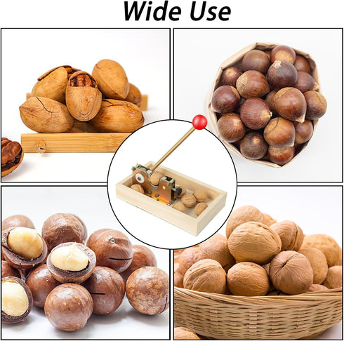 Nizodo 4 NutCracker Tool Heavy Duty Nut Cracker with Wooden Base Adjustable Nut Tongs Manual Nut Crackers for All Nuts
