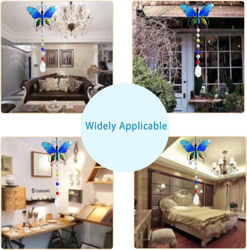 Andiker Crystal Suncatchers Hanging, Stained Glass Butterfly Crystal Ball Prisms Ornament, Rainbow Maker Home Dcor