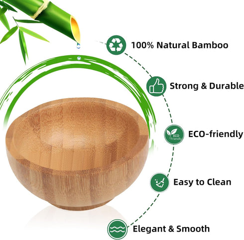 Dipping Bowls Set, Small Bamboo Sauce Cups for Soy Sauce/Condiment, Reusable Round Side Dish Bowls (Wood Color 1.4 oz.)