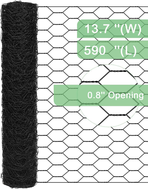 13.7 590 1 inch vensovo Garden Poultry Black Chicken Wire - '' '' Chicken Wire for Crafts, Garden Fence Animal Barrier