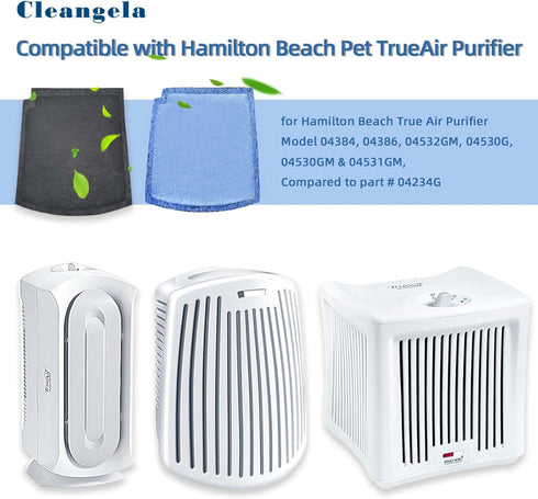 6-Pack 04234G Carbon Replacement Filters Compatible with Hamilton Beach Pet TrueAir Purifier Odor Eliminators - 04383 04384 04530G 04530GM 04531GM 04532GM