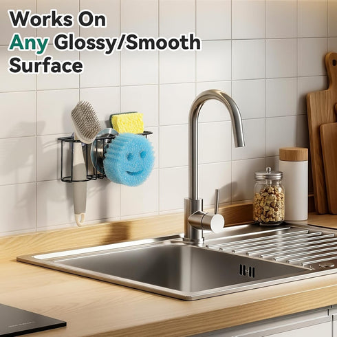 3-IN-1 Mommy 2 1 Multiuse Sponge Holder for Kitchen Sink, Sponge Caddy for Scrub Daddy/Scrub Smiley Face, Sink